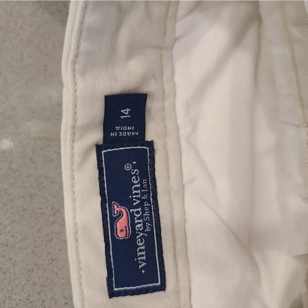Vineyard Vines Khaki Flat Front Shorts with Whale Embroidery